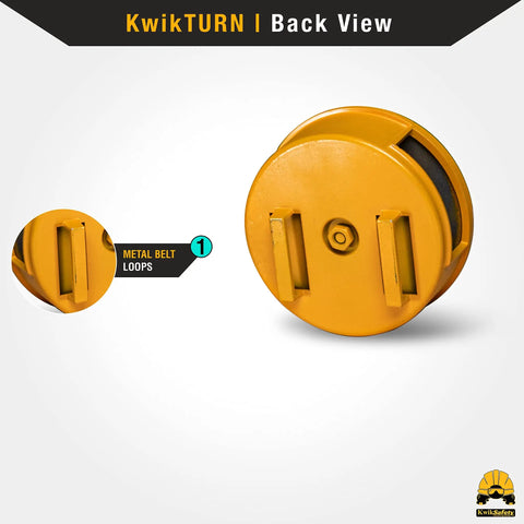 Back view of Aluminum Tie Wire Reel Kit with belt loops for ironworkers, shown in yellow color.