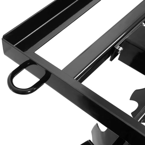 Close-up of steel frame on 54 Inch Disc Plow Harrow For ATV UTV With 2 Inch Receiver Pull Behind Tiller Garden Tractor Accessory Built Tough