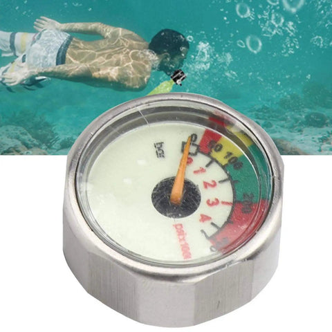 Scuba Diving Pony Bottle Pressure Gauge 300 Bar Waterproof Stainless Steel M10 Thread For Small Diving Cylinder Emergency Backup