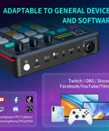 Close-up of G1 Gaming Audio Mixer And USB Interface With XLR Microphone, Bluetooth 5.0, RGB Effects, 48V Phantom Power, Voice Changer