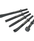 5-piece Air Hammer Chisel Set in Portable Tool Roll with .401 Shank, heavy-duty kit for pavement, metal, and auto body work