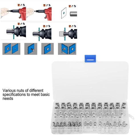 Rivet Nut Kit 100 Pcs Flat Head Aluminum Rivet Nuts Inserts M4 M5 M6 M8 For Metal Panels Auto Marine Electrical Projects