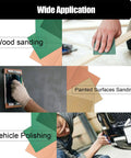 Multiple uses of 60 Piece Sandpaper Set for Wood Metal Automotive and Furniture Projects Pro Grade Grit Range sheets.