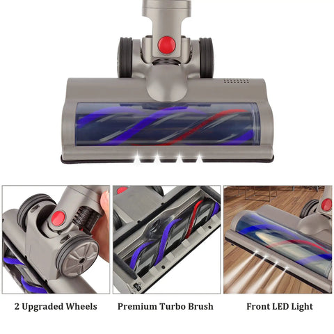 Quick Release Turbine Brush Cleaner Head For V15 V11 V10 V8 V7 Vacuums, deep cleaning on carpets and floors with LED light