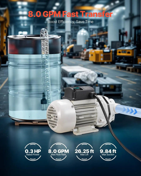 Heavy Duty Def Transfer Pump, Smooth 8 GPM Self Priming Electric Urea Extractor With Copper Motor, showing pump and tank setup.