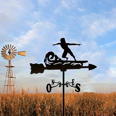 Life Scene Weathervane For Outdoor Garden And Lawn Decor Sturdy Metal Weather Vane With Bracket Wind Indicator Kit Perfect Shed Roof Accent In Matte Black Finish