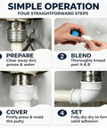 Instructions on using Straight Up Tough Steel Reinforced Epoxy Putty, Heavy Duty Two Part Adhesive Clay Filler for plumbing repairs.