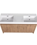 Top Shelf Heavy Duty Sixty Inch Bathroom Resin Sink With Slick Modern Countertop Basin waterproof finish above view with dual sinks.