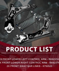 Upgrade Your Ride With This Awesome Frenzybro Front Lower Control Arm Kit That Comes With 4 Pcs Including Left And Right Arms Plus Ball Joints And Sway Bar Links For Smooth Handling And Rock Solid Durability. black steel front lower control arms with ball joints and sway bar links, 4-piece kit