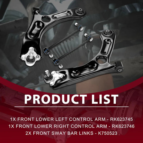 Upgrade Your Ride With This Awesome Frenzybro Front Lower Control Arm Kit That Comes With 4 Pcs Including Left And Right Arms Plus Ball Joints And Sway Bar Links For Smooth Handling And Rock Solid Durability. black steel front lower control arms with ball joints and sway bar links, 4-piece kit