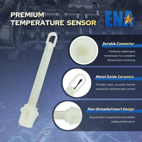 No Hassle Drop In Ambient Air Temperature Sensor For Chevy Equinox Cruze Malibu Gmc Terrain Buick Envision Cadillac Srx 2010 To 2024 showing a durable connector and metal oxide ceramic design.