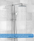 High Pressure Rain Shower Head With All Metal Stainless Steel Build 8 Inch Chrome Rainfall Showerhead in modern bathroom setting