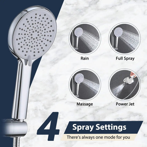 10 Inch Rain Shower Head With Handheld System And 24 Inch Drill Free Sliding Bar For Easy Reach Low 3 Way Diverter 4 Setting Handheld