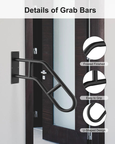 Rock Solid Wall Mounted Handrail For Porch And Stairs With Non Slip U Shaped Handle Heavy Duty Safety Grab Bar For Decks And Indoor Steps Built Tough with U-shaped design and easy grip.