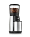 Barista Grade Conical Burr Electric Coffee Grinder with 12 oz hopper, 15 grind settings, stainless steel design, one touch start