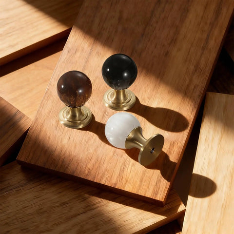 2 Pack Brass Cabinet Knobs And Pulls Set With Round Copper Base Vintage Hardware Handles For Dresser Kitchen Closet Cupboard Drawer Black Finish Durable Solid Brass Core