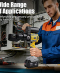 Battery Powered Hydraulic Crimping Tool With 8 Ton Force, Sick Electric Cable Crimper Kit featuring ergonomic grip and battery.