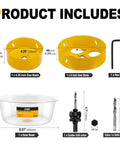 Workhorse Six And Four Inch Hole Saw Kit With Reusable Silicone Dust Bowl for smooth cuts on drywall and plaster.