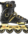 Unisex Inline Skates For Speed Skating With 4 By 76 Wheels Safe Ratchet Buckle And Laces Full Shell Upgraded Brakes Gold Color
