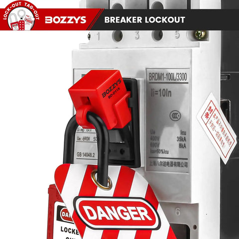 Clip-On Circuit Breaker Lockout Kit With Padlock And Tags For No Tool LOTO Locks, Grab-And-Go Design, OSHA Compliant