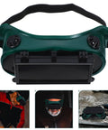 Heavy Duty Welding Goggles With Dual Flip Up Lens, solid green frame, adjustable fit, essential for welding and grinding jobs.