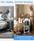 Heavy Duty Bed Rail For Elderly Safety With Dual Handles, Adjustable To 600 Lbs; senior using stable bed rail.