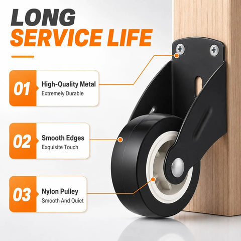 Close-up of Heavy Duty 2 Inch Gate Caster Wheel designed to crush friction and restore smoother swing featuring durable steel rollers.