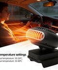 Road Ready Rechargeable Battery Powered Car Heater With Silent Kickin Warmth For Indoor Office And Camping Use Keeps You Toasty Cord Free And Comes With Five Batteries For Zero Hassle in a car cabin with a driver.