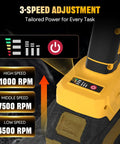 3-speed adjustment feature of Heavy Duty Cordless Angle Grinder Four And Half Inch with 11000 RPM settings.
