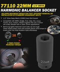 22mm Harmonic Balancer Socket, 1/2 Inch Drive, Deep Impact, shown in use on crank bolt for Toyota Dodge Ford Jeep Kia engines