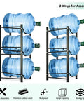 5 Gallon Water Jug Rack Heavy Duty 3 Tier Stackable Water Bottle Holder Storage Shelf Cabinet Organizer Dispenser Stand For Home Office Kitchen Black Pro