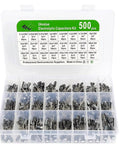 24 Value 500 Piece Aluminum Electrolytic Capacitor Kit For DIY Electronics Projects And Tinkerers With 0.1uF To 1000uF Range