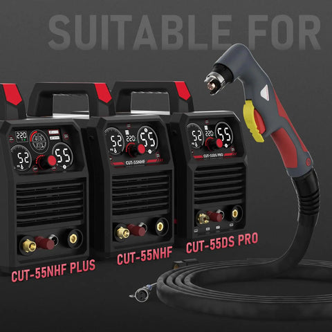 IPT40 Plasma Cutting Torch Replacement For Cut-55DS Pro, Cut-55NHF, Plus, shown with compatible plasma cutters