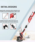 Powerful 750W Drywall Sander with 12 Discs, aluminum alloy extension rod, adjustable from 3.9ft to 5.5ft, Model YT-916