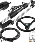Beefy Hydraulic Outboard Steering Kit With 13.5 Inch Aluminum Wheel And 18 Foot Nylon Hose And 300HP Helm Pump components