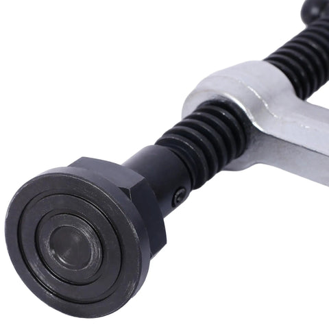Close-up of Removable Swivel Pad on Heavy Duty Deep Throat F Clamp 12 Inch X 5-1/2 Steel Bar W Removable Swivel Pads for welding.