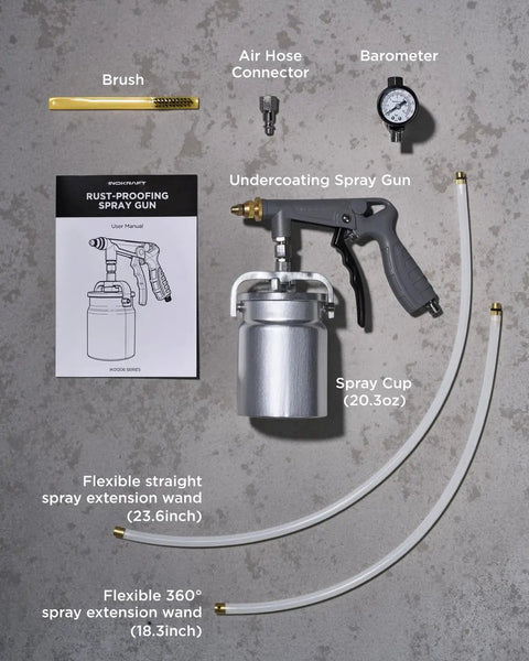 Tough As Nails Heavy Duty Undercoating Spray Gun Kit Featuring An Integrated Suction Feed Cup And Dial In Flow Control For Zero Splash Thick Paint Application And Swift Rust Shielding