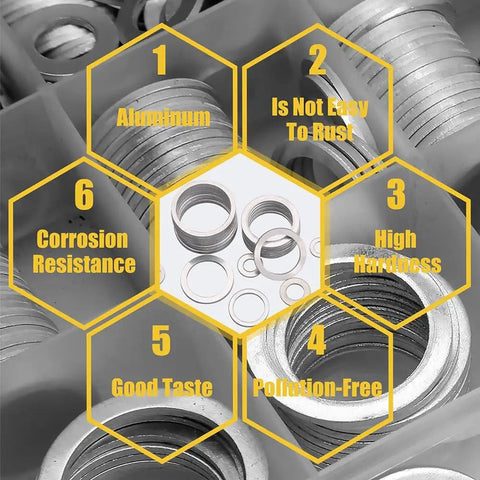 540 Piece Aluminum Crush Washer Set For Automotive Oil Drain Plugs, 10 Metric Sizes M6 To M24, Durable Silver Assortment Perfect For DIYers, Motorcycles, And Equipment Maintenance. Aluminum crush washers in assorted metric sizes