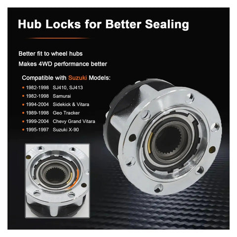 Slick Mechanical Wheel Locking Hubs Compatible With Suzuki Samurai SJ413 Jimny Vitara Escudo Sierra 26 Spline close-up view