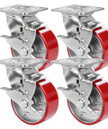 Heavy Duty Workbench Caster Set Of Four With Swivel Brackets And Wheel Brakes Supports One Thousand Pounds Each rolls smoothly on dual bearings.
