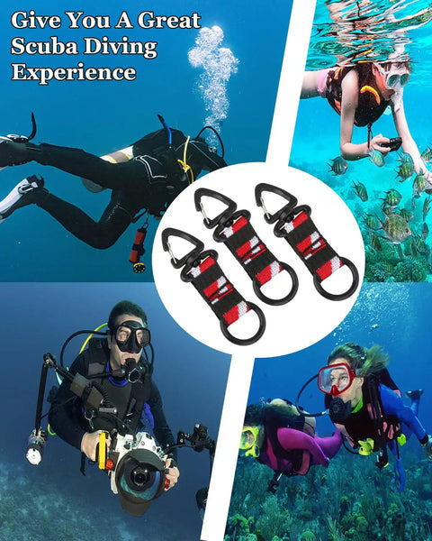 Scuba Octopus Holder Set Silicone Mouthpiece Keeper And Second Stage Regulator Tube Holder With Webbing Clip in use underwater