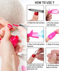 Instructional guide using 10 Pcs Pink Reusable Nail Polish Remover Clips Set For Gel Nail Removal Soak Off Caps Nail Art Clip