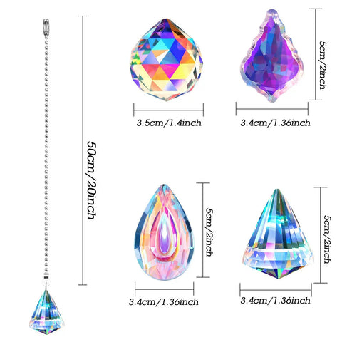 Crystal Rainbow Ceiling Fan Pull Chain Set 20 Inch Extensions With Ball Connectors 4 Pack Decorative Ornaments For Fans Durable Alloy Chain Shiny Crystal Look That Glams Up Your Space
