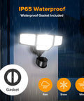 Hella Bright 80 Watt 9000 Lumens 4 Head Outdoor Security Flood Light With Hardwired Motion Sensor, IP65 waterproof gasket in rain.