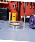 Heavy Duty Diamond Concave Cup Grinding Wheel Perfect For Precision Metal Carbide Cutting And Sharpening Angle Grinders on a workbench.