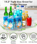 360 Degree Lazy Susan Refrigerator Organizer Spins Smooth With Non Slip Base Fits 14.17 by 10.24 Inch Fridge Pantry Cabinet