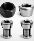 M17 Collet Nut Set And Collet Chuck Assembly Drops In Easy With Badass Grip, featuring two collet nuts and two collet chucks.