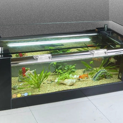 Heavy Duty Aquarium Lid Clips For Rimless Fish Tank Six Pack Glass Top Holders securing a tank lid on a rimless aquarium.