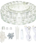 Outdoor Waterproof Rope Lights Daylight White 50Ft Cuttable And Connectable LED Tube with accessories shown