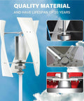 Beefed Up Vertical Axis Wind Turbine Generator 10000W 12000W With MPPT Controller, detailed view of blades and mounting components